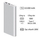 Sạc dự phòng Xiaomi gen 3 fast charge 18W miễn phí khắc tên